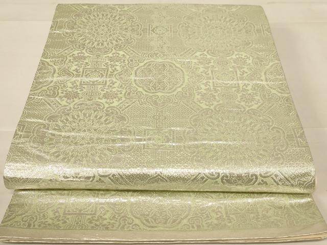 衣带 - 平和屋着物◎六通柄袋帯 蜀江花文 銀糸 正絹 逸品 AABC8390dt