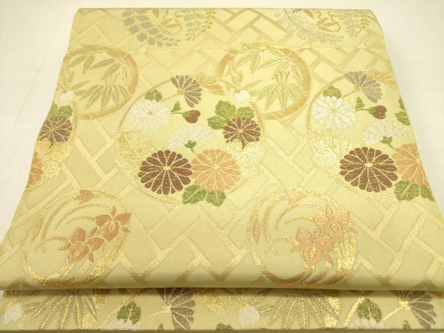 平和屋着物●西陣　川島織物　六通柄　本袋帯　花丸文　金銀糸　正絹　逸品　DABB7292op