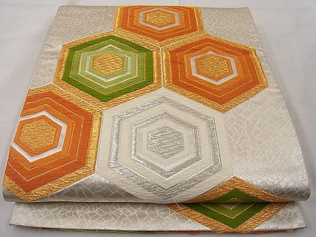 平和屋着物■六通柄袋帯　唐織　子持ち亀甲　金銀糸　逸品　n-kn0979