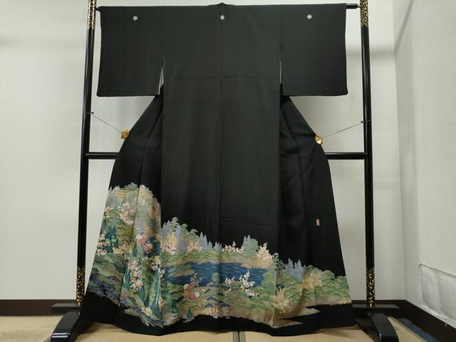 平和屋着物■豪華黒留袖 友禅 作家物 遠山浜松花文 ますいわ屋扱い 逸品 CAAI8504yc