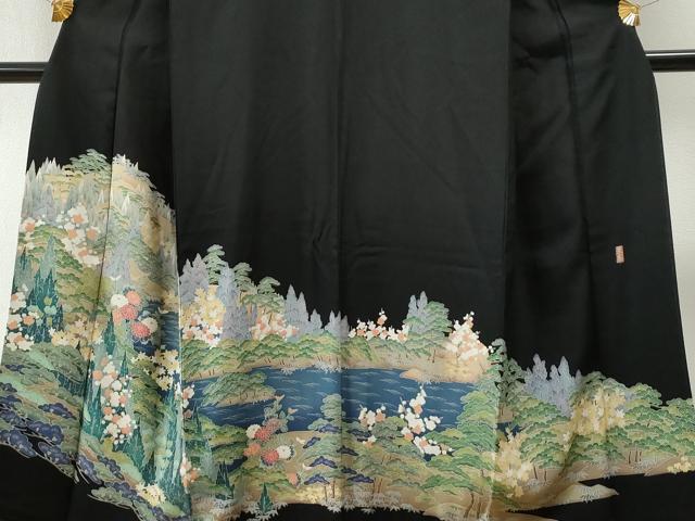 平和屋着物■豪華黒留袖　友禅　作家物　遠山浜松花文　ますいわ屋扱い　逸品　CAAI8504yc