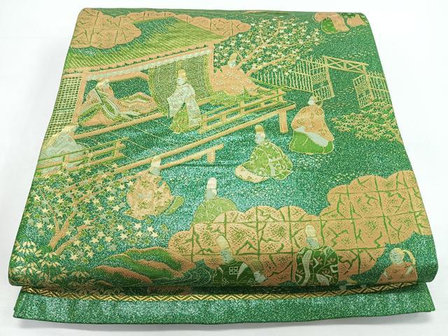 ■■■　サイズ　■■■ 長さ 422cm 幅 31cm程 ■■■　商品詳細　■■■ 【正絹・芯なし】 詳細に関しましては、画像をご確認ください。 大変上質な逸品になります。 お安く出品致しますので、是非この機会にいかがでしょうか？ ■■■　注意事項　■■■ ■モニター発色の具合により色合いが異なる場合がございます。 ■寸法は多少の誤差が生じる場合がございますのでご了承ください。 ■縫込みの長さが左右非対称の場合は短い部分を記載しております。 左右非対称であってもご返品・お値引き等の保証は出来かねますので、ご了承の上ご購入をお願い致します。 ■シミ等のチェックには注意を払っておりますが、見落としがある場合もございますし、個人の見解も様々ですので神経質な方のご購入はお控えください。 ■箪笥に入っておりました着物や帯なので畳みシワや匂いがあるものもございます。 ■お休みは基本的に土日祝となりますが、その他臨時でお休みする場合がございますのでご了承ください。 ■商品の発送は平日のみの発送となります。 ■夜間と土曜、日曜日はお問い合わせの回答が遅れる場合がございます。 ■当店では、お直し、紋入れ、お手入れ等は承っておりません。 ■生地の状態（ヤケ、経年劣化等）によってはサイズ直しが出来ない場合がございます。 その点もどうかご了承のうえ、ご購入をお願いいたします。 ■弊社で取り扱う商品は一点ものにつき、時期や在庫状況に応じて金額が変更となる場合がございます。 ■検針は行っておりません。予めご了承いただきますようお願いいたします。 ■【洗える着物】と記載のある商品におきましては、商品お届け後に洗濯を行ってしまってからのご返品にはご対応しかねます。 念の為、専門店でのお手入れをお願いいたします。 ■写真に写っている物が全てになります。それ以外の付属品はございませんのでご了承ください。 ■状態に関する写真につきましては、掲載可能な写真枚数に限りがあるため、各箇所につき1枚参考画像を掲載しております。 ■着物のサイズ目安は下記を参考ください↓ ＜女性着物＞　お端折り次第で＋5cm　−1cmが着用可能サイズ 　例）身丈170cmの場合、身長160cm〜175cm ＜男性着物＞　身丈＋約25cm〜27cm程が適応身長 　例）身丈155cmの場合、身長180〜182cm