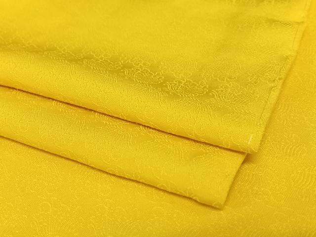 平和屋着物●上質な色無地　舞蝶地紋　支子色　胴抜き仕立て　正絹　逸品　AABC4804zg