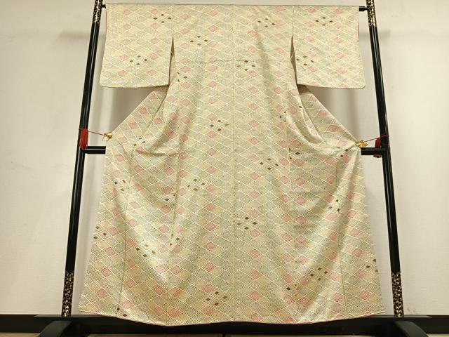平和屋着物■上質な小紋　菱文　金彩　正絹　逸品　AABG1828fy