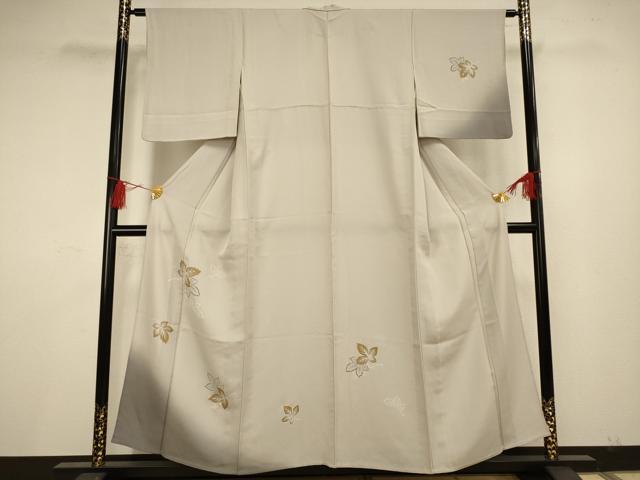 平和屋着物▽訪問着 単衣 舞葉文 金彩 正絹 逸品 AAAS4950fy