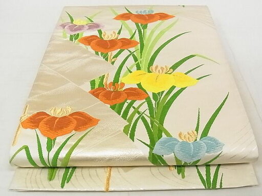 平和屋着物◎六通柄袋帯 唐織 杜若 金銀糸 正絹 逸品 AAAI0663Ajz 平和屋着物◎六通柄袋帯 唐織 杜若 金銀糸 正絹 逸品 AAAI0663Ajz