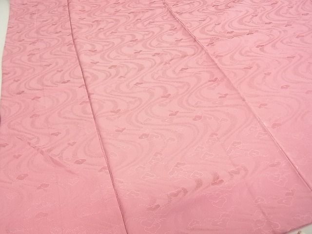 平和屋着物■上質な色無地 流水松地紋 桃色 逸品 DAAF0607ya