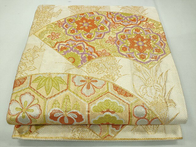 平和屋着物◎佐賀錦 六通柄袋帯 地紙草花文 金糸 逸品 CAAI3679ku