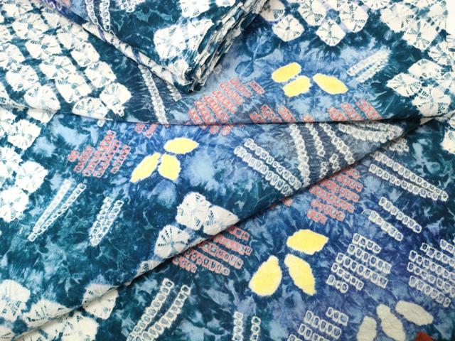 平和屋本店■極上　夏物　浴衣　有松鳴海絞り　反物　着尺　杜若　綿　逸品　未使用　DZAA11312kh5