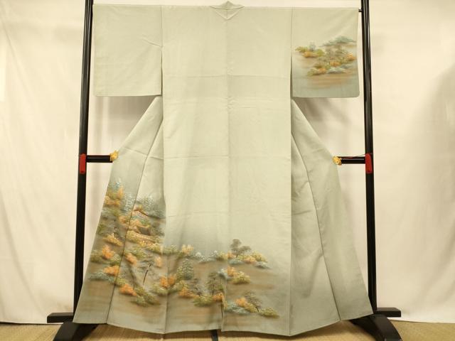Rakuten - 平和屋着物■訪問着 手描き 風景文 暈し染め 金彩 正絹 逸品 AABG9753fw