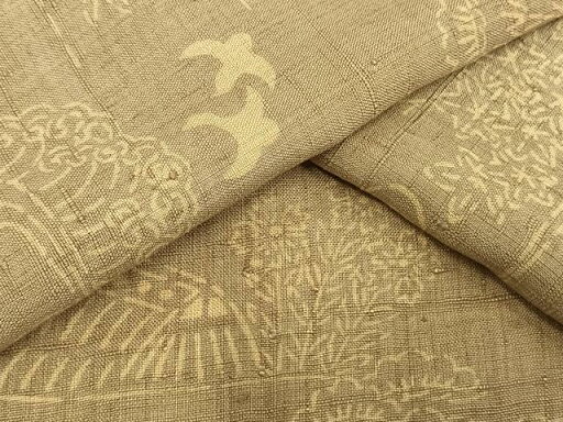 平和屋着物▽上質な紬 単衣 型染め 風景花鳥文 正絹 逸品 AAAV2829fy 平和屋着物▽上質な紬 単衣 型染め 風景花鳥文 正絹 逸品 AAAV2829fy