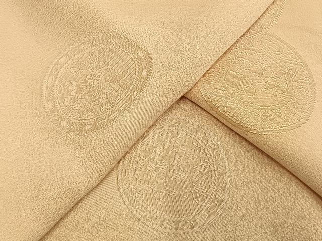 平和屋着物▽上質な色無地　単衣　丸地紋　蜂蜜色　正絹　逸品　未使用　AAAV2859fy