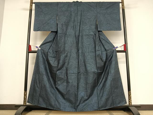 平和屋着物●本場大島紬　カタス9マルキ　葡萄蔦の葉文　ますいわ屋扱い　正絹　逸品　未使用　AAAX0325np