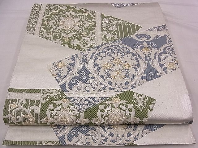 平和屋着物■六通柄袋帯 唐織 短冊花文 金銀糸 三越扱い 逸品 n-sa3360
