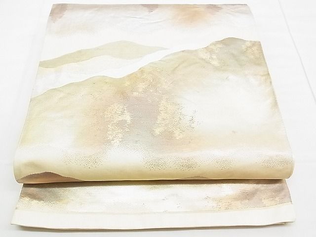 平和屋着物■六通柄袋帯　重ね山文　金銀糸　引箔　逸品　n-yc3839