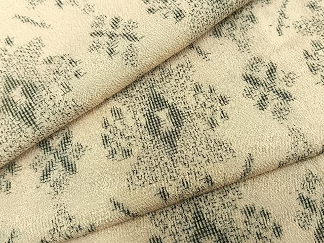 平和屋着物▽本塩沢　単衣　幾何学文　正絹　逸品　未使用　AAAZ9136fy
