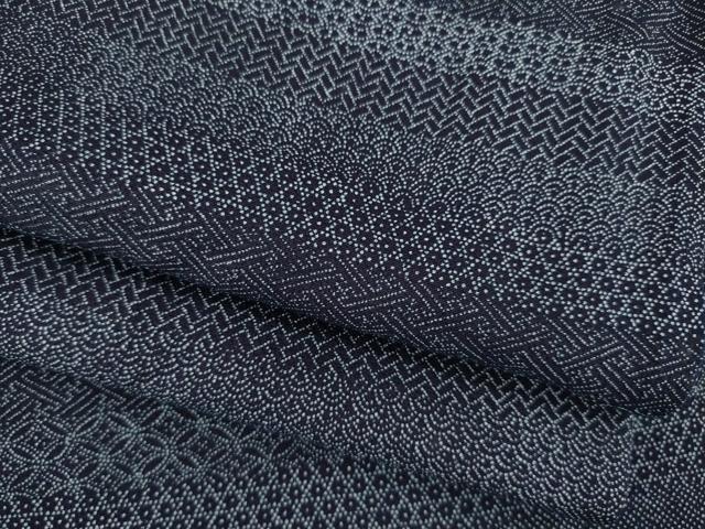 平和屋着物●江戸小紋 本藍 横段文 正絹 逸品 AABA6701ck