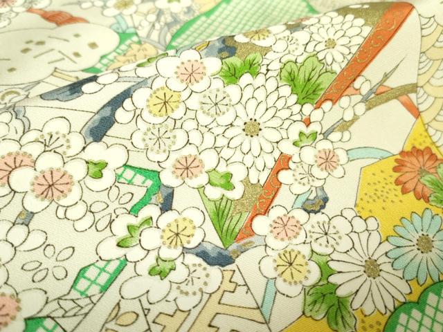 平和屋着物■上質な小紋　風景花鳥文　金彩　正絹　逸品　DABD0428op
