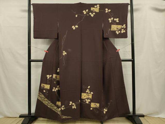 平和屋着物■訪問着　刺繍　花鳥文　金彩　正絹　逸品　DABE0495ya