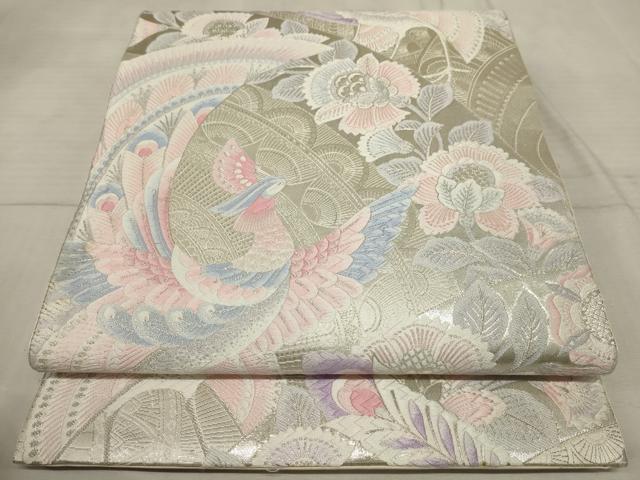 平和屋着物◎六通柄袋帯　唐織　更紗花　銀糸　正絹　逸品　AAAR1697sx