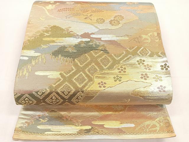 平和屋着物◎六通柄袋帯 飛鳥風景文 金銀糸 正絹 逸品 CAAY5368nb