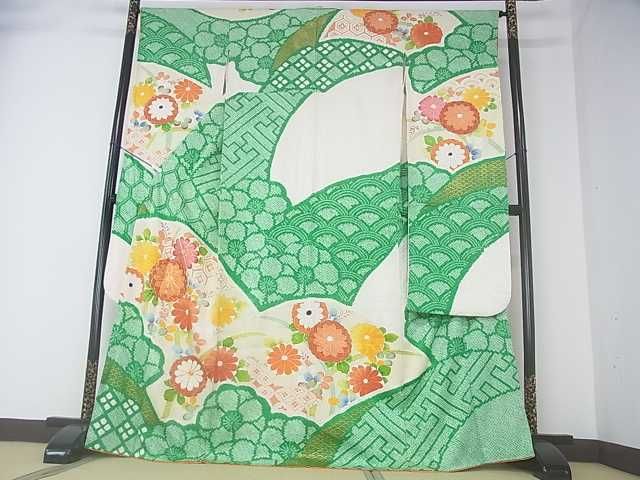 平和屋2■豪華振袖　駒刺繍　絞り　吉祥花文　金彩　逸品　DAAD0086ar