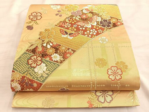 平和屋着物●六通柄袋帯 唐織 舞蝶枝垂れ桜 金糸 鈴乃屋扱い 正絹 逸品 BAAM8038du 平和屋着物●六通柄袋帯 唐織 舞蝶枝垂れ桜 金糸 鈴乃屋扱い 正絹 逸品 BAAM8038du