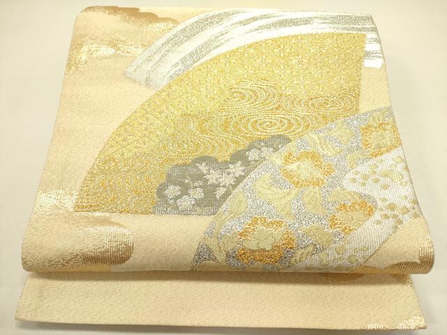 平和屋着物◎綴れ　六通柄袋帯　地紙花文　プラチナ箔　金銀糸　正絹　逸品　未使用　DABA6418op...