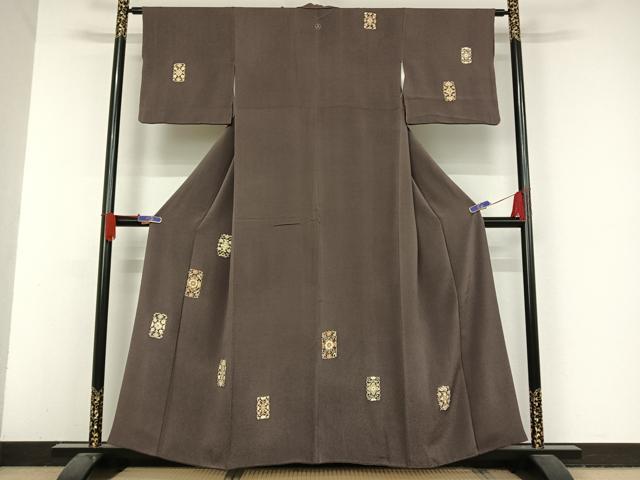 平和屋着物●訪問着　友禅　色紙花文　金彩　鬼しぼ縮緬　正絹　逸品　AAAV9010np