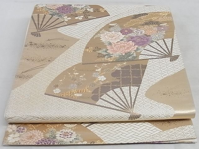 平和屋着物◎六通柄袋帯　唐織　草花文　金糸　正絹　逸品　AAAI1752Abw
