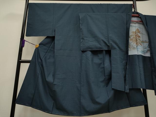 平和屋着物■男性 お召 アンサンブル 亀甲柄 正絹 逸品 CAAP8802id