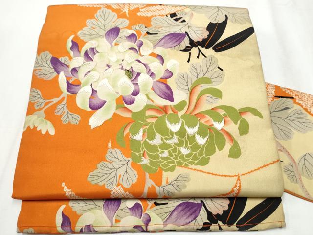 平和屋着物●アンティーク　大正ロマン　全通柄　九寸名古屋帯　刺繍　乱菊　正絹　逸品　CABA4881hy