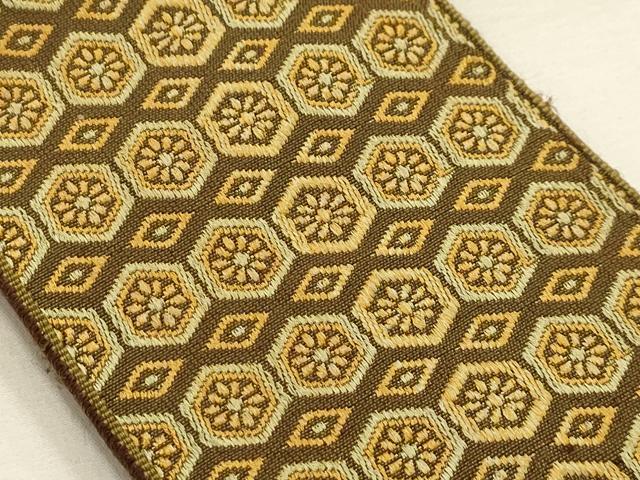 平和屋着物●男性　本場筑前博多織　両面　角帯　亀甲花文　正絹　逸品　AABJ7460sx