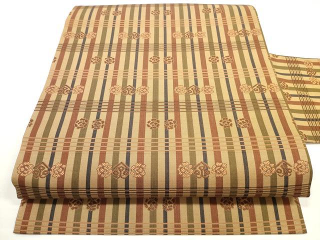 平和屋着物◎九寸名古屋帯 横段花文 正絹 逸品 DABC5735xg