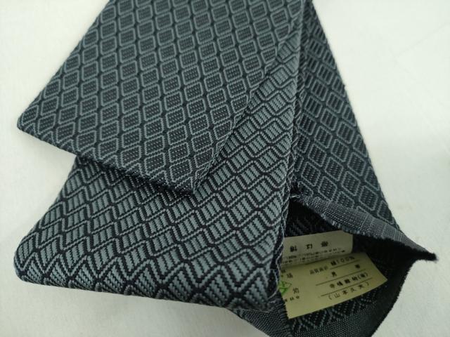 平和屋着物●男性 本場筑前博多織 両面 角帯 菱文 寺嶋織物謹製 山本久夫作 証紙付き 正絹 逸品 DABE5238ps