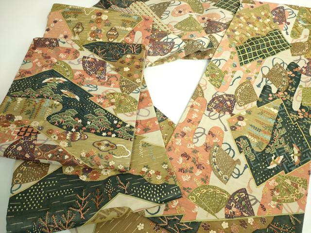 平和屋本店■最高級　明綴れ　全通柄袋帯　飛鶴吉祥花文　金糸　逸品　DZAB0071kh5(4)