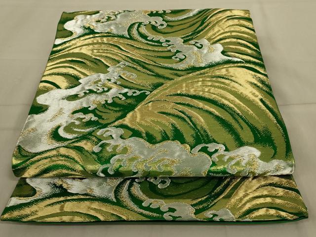 平和屋着物◎六通柄袋帯　立波文　金銀糸　正絹　逸品　AAAZ6308ou