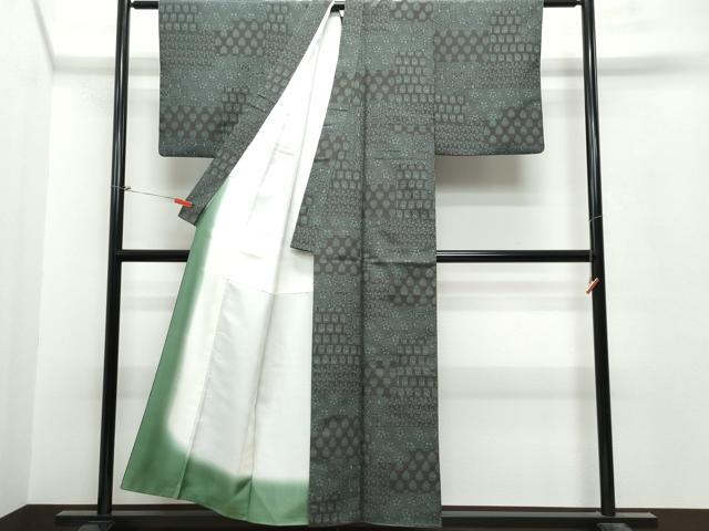 平和屋着物●駒上代紬　動物吉祥草花文　反端付き　正絹　逸品　CAAS8690vf