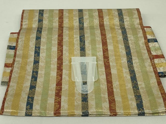 平和屋着物●つけ帯　牡丹花唐草間道　金糸　正絹　逸品　DAAT0384ob