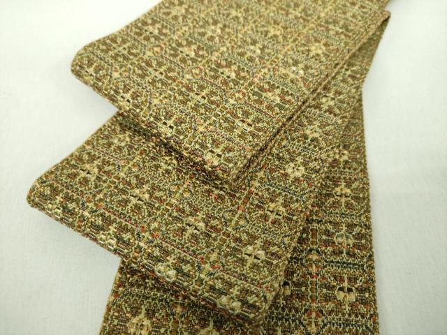 平和屋着物●男性　本場筑前博多織　角帯　格子　正絹　逸品　DABE5244ps
