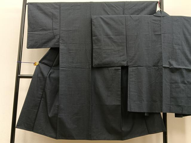 平和屋着物●男性 お召 アンサンブル 亀甲文様 正絹 逸品 BAAO1915pk
