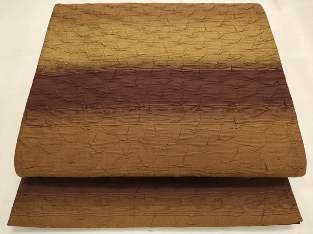 平和屋着物◎全通柄袋帯 ふくれ織 横段文 正絹 逸品 DAAO9119bc