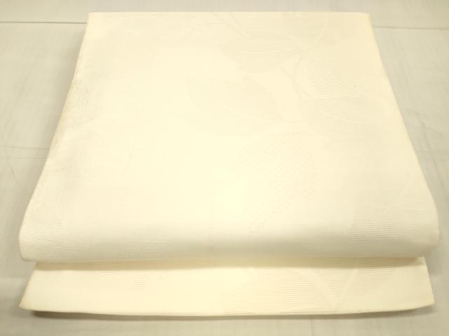 平和屋着物＊夏物　六通柄袋帯　草葉文　薄卵色　正絹　逸品　DAAW1762cm
