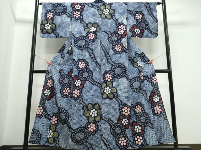 平和屋着物∴夏物　浴衣　有松鳴海絞り　枝花文　綿　逸品　CABJ0120ng