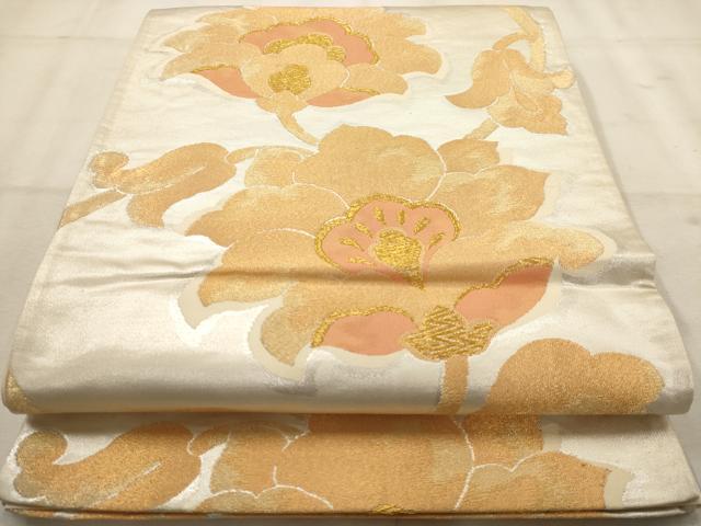 平和屋着物◎六通柄袋帯　更紗花文　金銀糸　正絹　逸品　AAAV9695dt