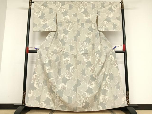 平和屋着物●本場大島紬　白大島　雪輪花文　正絹　逸品　AAAW4070np