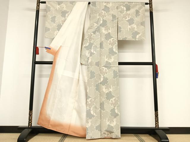 平和屋着物●本場大島紬　白大島　雪輪花文　正絹　逸品　AAAW4070np