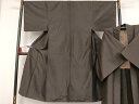 平和屋着物●男性 紬 アンサンブル 黒鳶色 正絹 逸品 AAAV9075np