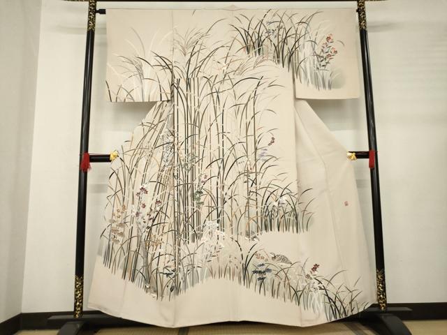 平和屋着物●京友禅工芸作家　小宮山彌一　訪問着　花鳥文　正絹　逸品　AABB5465ck