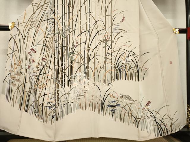 平和屋着物●京友禅工芸作家　小宮山彌一　訪問着　花鳥文　正絹　逸品　AABB5465ck